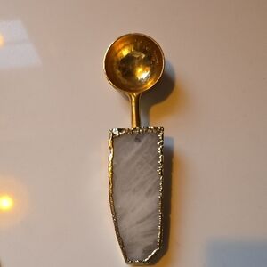 Anthropologie Gold Coffee Scoop with Agate Handle
